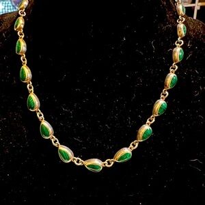 Vintage Sterling Silver Malachite Pendant Necklace Southwestern Style